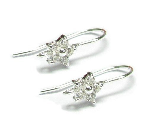 2 pcs .925 Sterling Silver Ear Wire Earring French Hook With Cz Crystal Dangle Connector/Findings/Bright