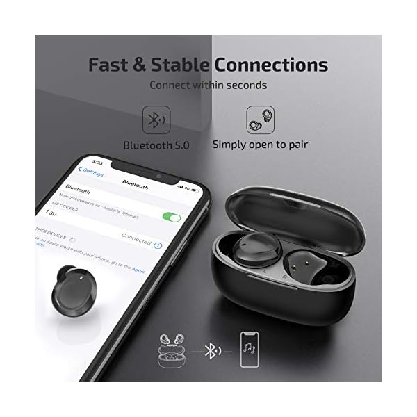 LETSCOM-T30-Wireless-Headphones-Bluetooth-Earbuds-Earphones-with-Built-in-Mic-Black LETSCOM T30 Wireless Headphones, Bluetooth Earbuds Earphones with Built-in Mic, Black
