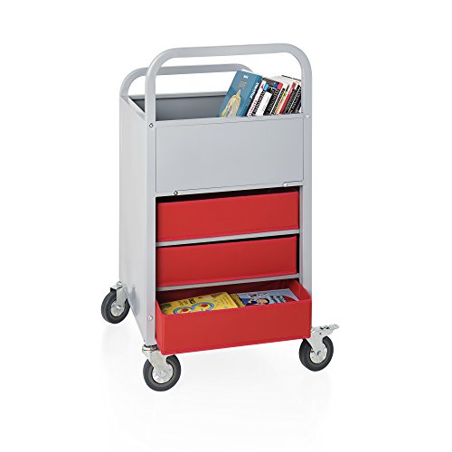 image for Guidecraft Rolling Display and Storage Utillity Cart, Metal Media Truc