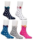 Maiwa Cotton Novelty Almost Seamless Crew Socks for Girls Kids 5 Pack