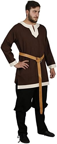 Calvina Costumes Arthur Medieval Tunic Formen - Made in Turkey, XL-Brown