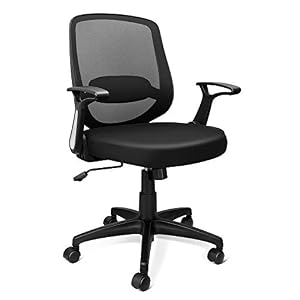KOLLIEE Mid Back Mesh Office Chair Ergonomic Swivel Black Desk Office Chair Flip Up Armrests with Lumbar Support…