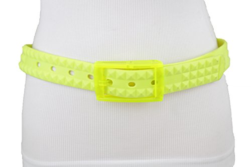 TFJ Women Rubber Belt Neon Yellow Plastic Buckle One Size XXS XS S M L XL