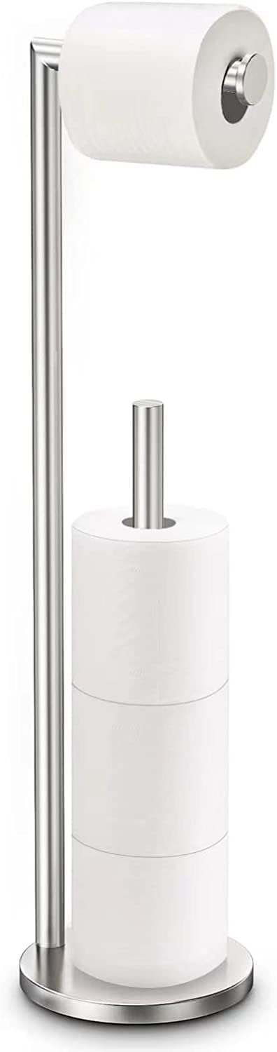 YUET Freestanding Toilet Paper Holder Stainless Steel Brushed Nickel 5 Roll