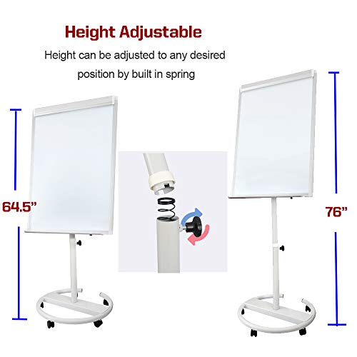 Portable Magnetic Dry Erase Board Easel Mobile Whiteboard 40 x 28 inch with Height Adjustable Rolling Stand, w/Flipchart Pad, Magnets & Eraser, White