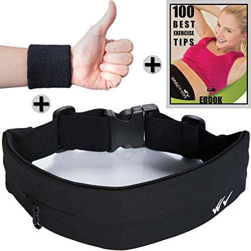 Winner Vibe Running Belt with Extra Large Pocket to fit iPhone X, 8 Plus, Samsung 8 Plus | Fitness, Jogging Belt for a Hands Free Workout | Elastic Unisex Waist Pack with Phone Holder