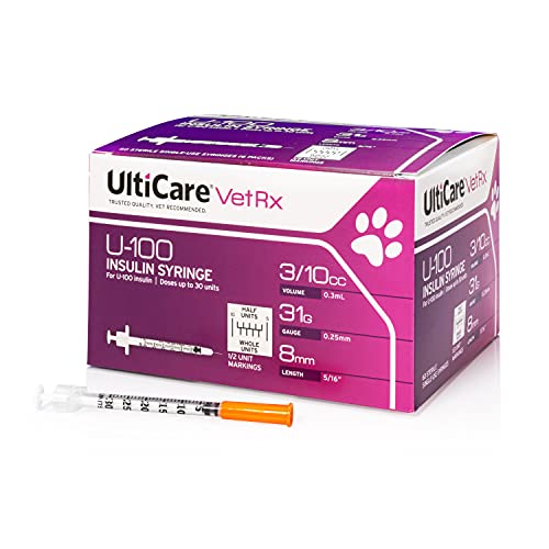 UltiCare VetRx U100 Pet Insulin Syringes, Comfortable & Accurate Dosing of Insulin for Pets