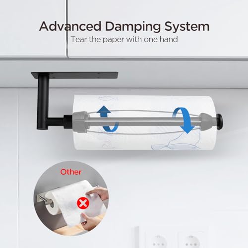 AiQInu Kitchen Roll Holder, Kitchen Tearable One-Hand, Paper Roll Holder Kitchen Paper Easily Teared, Both in Glue and Screws, for Bathroom, Cabinets, Vertical or Horizontal