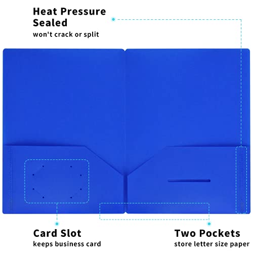Umriox 2 Pocket Folder (Blue, 6 Packs), Paper Folders with Pockets