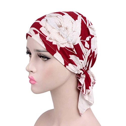 Womens Bandana Scarf Pre Tied Chemo Hat Beanie Cancer Turban Headwear (C)