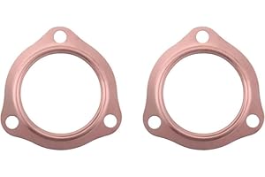 CERTIFIED AUTOMOTIVE EXPERTS CAE 2.5 Inch Copper Exhaust Header Collector Gasket Set – Heavy Duty Reusable Exhaust Flange Seal SBC BBC 302 350 383 454 – 3 Bolt Design – Leakproof O-Ring Seal