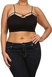 Vialumi Women's Plus Size Spaghetti Strap Cropped Strappy Camisole Black 2X/3X