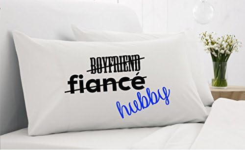 His and Hers Pillowcases 'Boyfriend, Fiance, Hubby & Girlfriend, Fiance, Wifey'