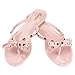 TENGYUFLY Womens Rivets Bowtie Flip Flops Jelly Thong Sandal Rubber Flat Summer Beach Rain Shoes Pink Beige