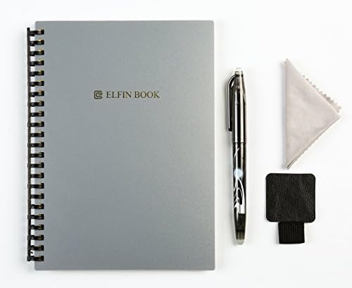 [2018 UPGRADED] EXCLUSIVE VERSION Elfinbook Everlast Smart Notebook 2.0, Cloud Storage, Evernote Storage, Mind Map, Reusable Notebook, Pilot FriXion pen, 100 pages, A5, 5.8 x 8.6-inch, GREY