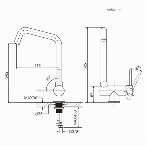 ONECE Folding Kitchen Tap with 2 Modes, Under Window Taps | 360° Swivel Single Lever Mixer Tap for Sink 304 Stainless Steel, Cold and Hot Water