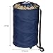 Household Essentials Rolling Pop Up Hamper, Drawstring Closure with Shoulder Strap and Removable Wheels, Blue