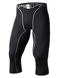 EU Men's Compression Capri Base Layer Tights 3/4 Pants Black Large