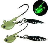 QualyQualy Fishing Jigs with Spoons Spinner Willow Blades 3.5g 7g Glow Lead Fish Jig Heads Fishing Hooks Saltwater Freshwater 10 Pcs