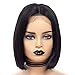 ATZHAIR 4x4 Lace Front Wigs Brazilian Remy Human Hair Wig Straight Short Bob Wig Pre Plucked with Baby Hair for African American Women Natural Color(8 Inch with 150% Density)