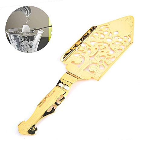 VANGOAL Stainless Steel Absinthe Spoon, Original Gothic Absinthe Fountain Spoon Dripper for Absinthe Glasses Sugar Cube, Exquisite Hollowed-out Spoon Cocktail Bar Scoop Filter Spoon (Gold)