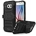 Galaxy S6 Case, MoKo Shock Absorbing Hard Cover Ultra Protective Heavy Duty Case with Holster Belt Clip + Built-in Kickstand for Samsung Galaxy S6 5.1 Inch (2015) - Black