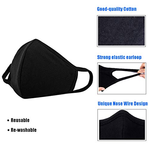 3 Pack Activated Carbon Anti Dust Face Mouth Mask, WITERY Anti Dust Mask Anti-Fog Mask Activated Carbon Earloop Mouth Mask Face Masks for Men Women (3 Pcs Black)