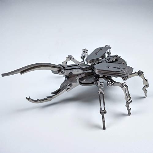 HXZB 3D Metal Stainless Steel Jigsaw Puzzle Kits DIY Assembly Insect Models Disassembly Removable Toys Beetle Model 3D Jigsaw Puzzle Gift - Thumbnail 4
