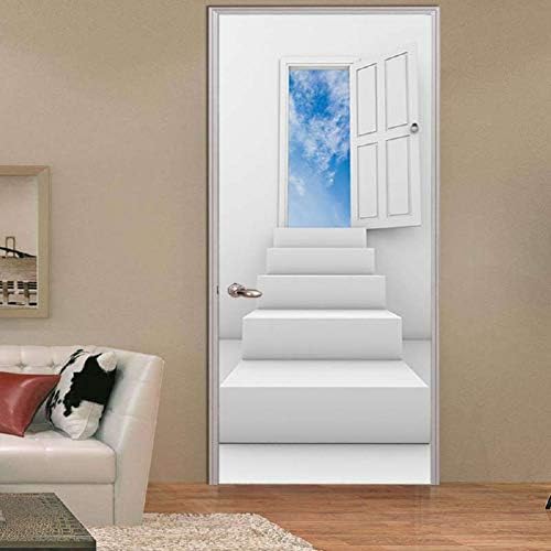 XCGZ Wall Stickers 3D Standing Ladder Smoke Diy 3D Door Stickers Pvc Material Waterproof Doors Poster Wall Decal Sticker For Living Room 2018 New