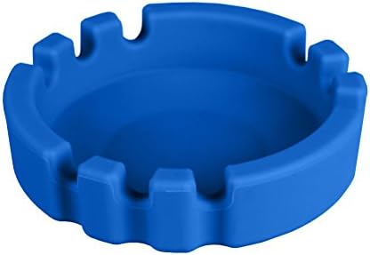 IUNIQEE Round Premium Silicone Ashtray with 9 Rest Groove 3.55 Inch Dab Tool Holder Blue