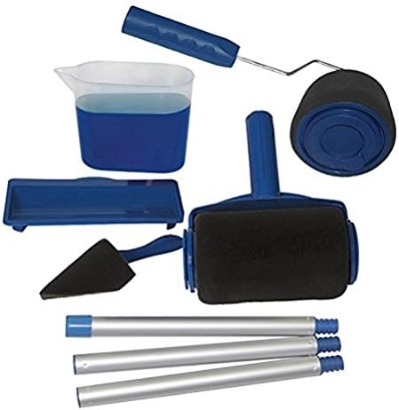 Multifunction Paint Roller Brush Set with Extension Pole set including paint roller tray, paint roller edger, Corner Cutter Painter for Home Painting tool for Walls and Ceilings