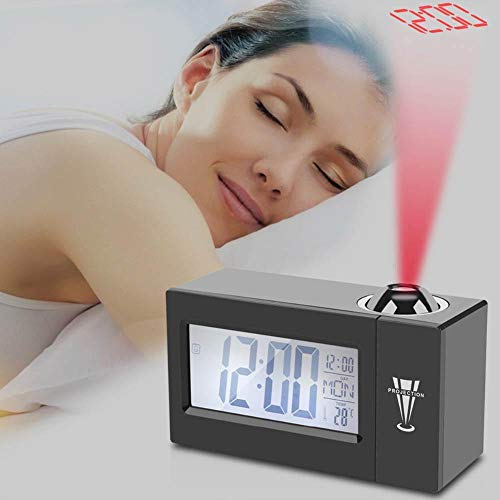 Leegoal Digital Alarm Clock, LED Acoustic Projection Alarm Clock, Children Sleep Training Clock Alarm Temperature Display Night Light Clock