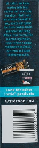 :RATIO KETO FRIENDLY CRUNCHY BARS, COCONUT ALMOND, GLUTEN FREE SNACK, 4 CT