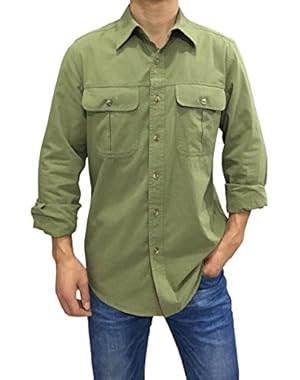 Men's Cotton Casual Long Sleeve Work Shirts