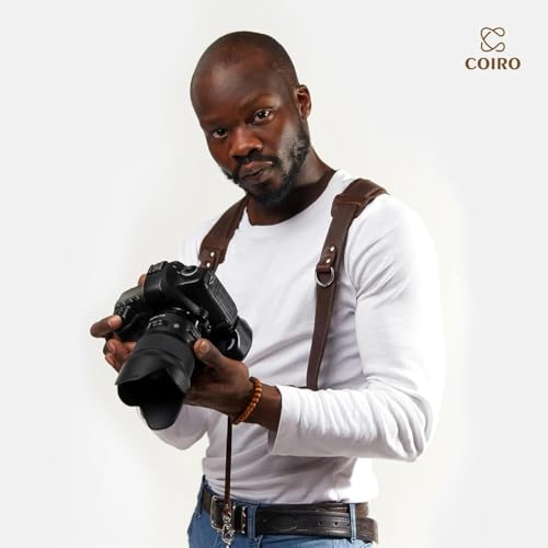 C Coiro Dual Camera Harness for Photographers, Double Adjustable Leather Strap DSLR/SLR, Dual Shoulder Harness