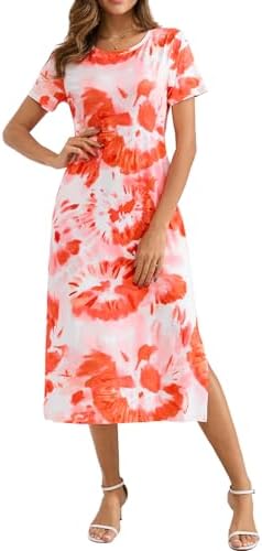Time and Tru Women's T-Shirt Dress with Short Sleeves (US, Alpha, X-Small, Regular, Regular, Coral Tie) at Amazon Women's Clothing store Time and Tru Women's T-Shirt Dress with Short Sleeves (US, Alpha, X-Small, Regular, Regular, Coral Tie) at Amazon Women's Clothing store