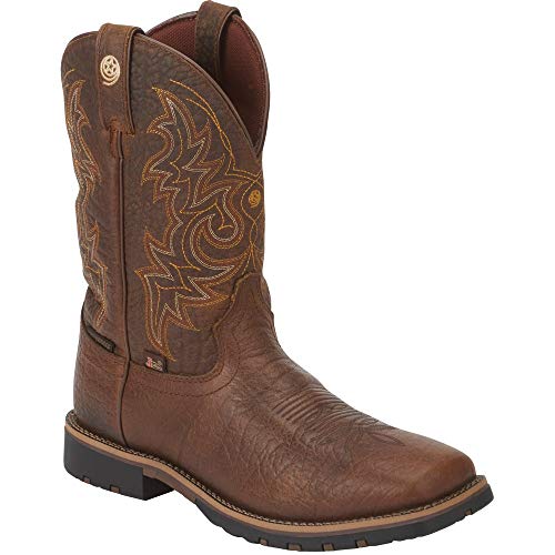 Justin Men's Fireman Western Boot Square Toe Brown 11 D(M) US on