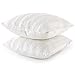 Cheer Collection Faux Fur Throw Pillows - Decorative Pillows for Couch, Bed Throw Pillows, White Accent Pillows for Bedroom or Living Room Aesthetic, Set of 2 Furry Throw Pillows, 18”x18”