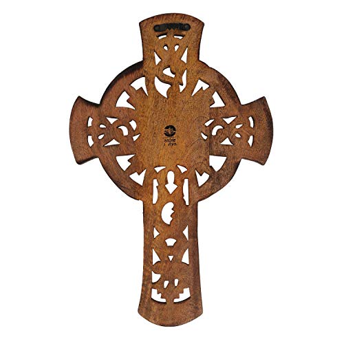 storeindya, Decorations Wooden Celtic Cross Long Wall Hanging French Cross Hand Carved Antique Design Religious Altar Home Living Room Decor Accessory (Design 4) - Thumbnail 4