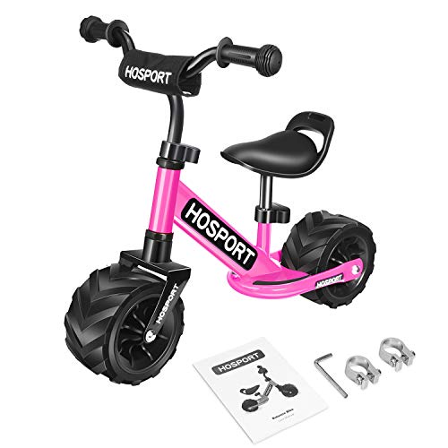 HOSPORT Toddler Balance Bike for Ages 18 Months to 3.5 Years Kids No Pedal Bicycle with Carbon Steel Frame, Adjustable Handlebar and Seat - Safe Riding for First Birthday Gift (Pink)