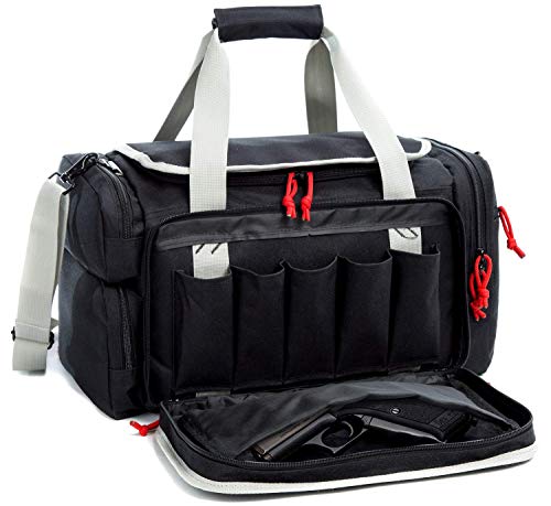 SUNLAND Range Bag Handgun Pistol Shooting Range Duffle Bag Padded Large Gun Bag Ammo Accessories and Hunting (Blk/Grey) - Thumbnail 7