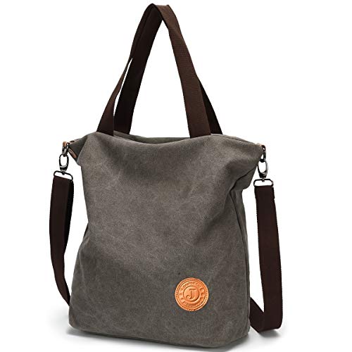 JANSBEN-Damen-Canvas-Handtasche-Schultertasche-Casual-Multifunktionale-Umhngetaschen-Gro-fr-Arbeit-Schule-Shopper-Lssige-tglich-Grau