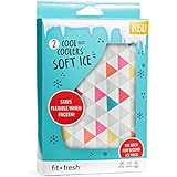 Fit & Fresh Soft Cool Coolers Ice Packs, Set of 2 Flexible Ice Packs for Lunch Boxes, Lunch Bags and Coolers, Multi Colo