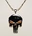 Necklace - Stainless Steel Black Punisher Skull Pendant Necklace - Rickis Black Punisher Skull