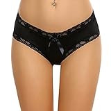 Hey HeyMay Cute Lace Sexy Underwear Women With Bow-Tie Ladies Crothchless Panties Bottom Sexy Thongs For Women Lingerie (S, Black)