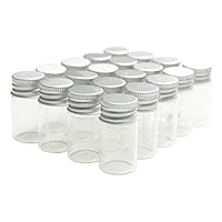 Shxstore Mini Glass Bottles with Aluminum Caps 7ml for Message Bottle Jewelry Accessories 0.24 Ounce Jars Small Bottle, Pack of 20