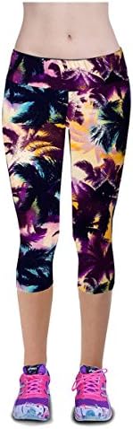 Women's Print Active Workout Capri Leggings Tights Yoga Pants(Coco,XL)