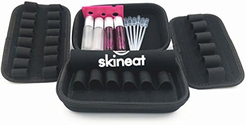 Essential Oil Carrying Case Three surface convertible Suitable for Roller Bottles of 1ML-10ML 12 -22 holes Black (Includes 4 roller bottles of 10ML two White and two Pink)