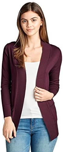 YourStyle Women Open Front Long Sleeve Classic Knit Cardigan