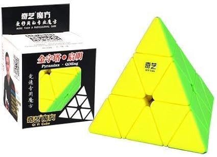 Shanbuyers QiYi Warrior [W] Pyraminx High Speed and Smooth Stickerless Brainstorming Magic Puzzle Cube-Anti Stress for Adults and Kids.